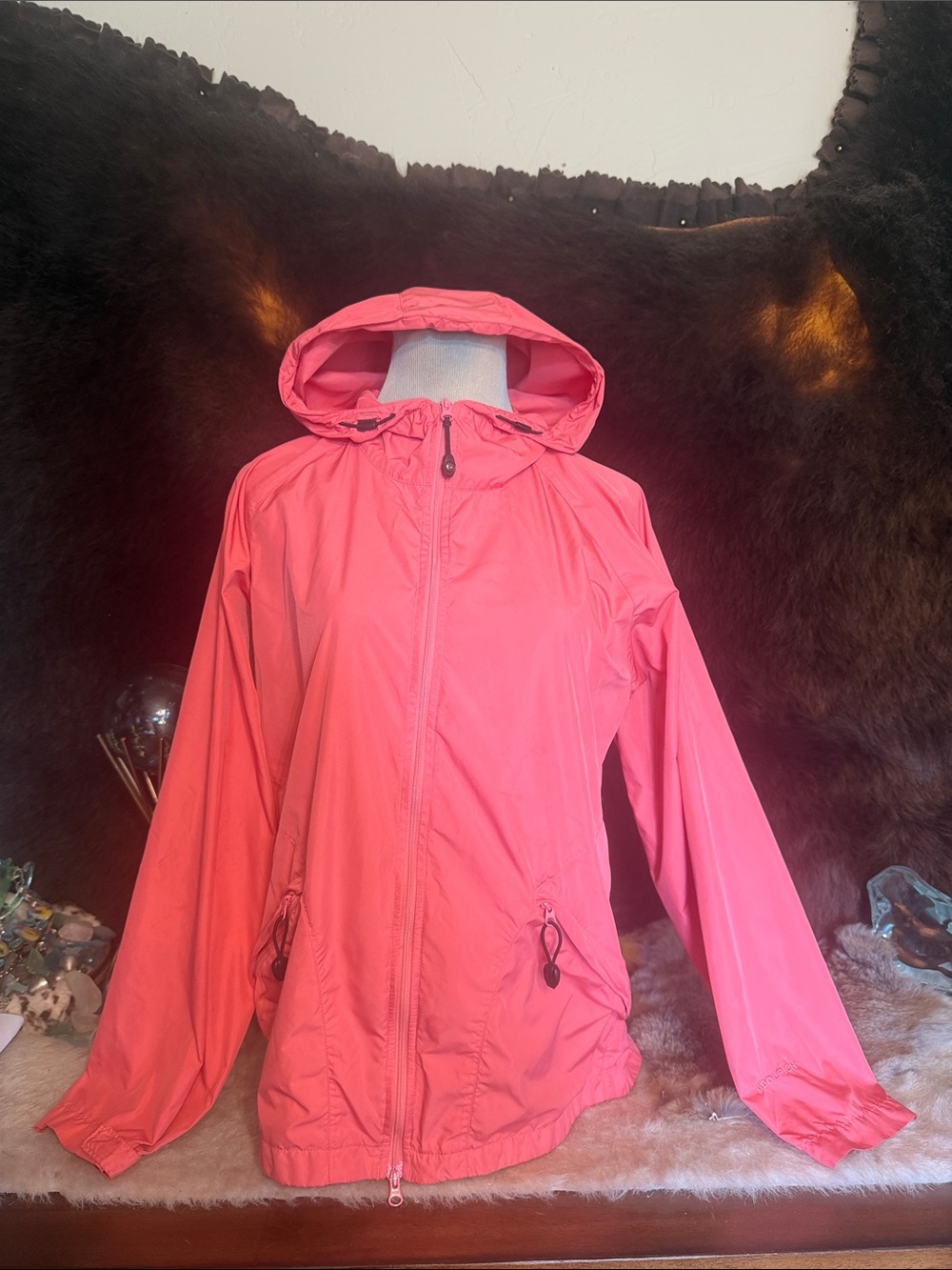 Woolrich Pink/coral Hooded windbreaker Jacket M (3875)